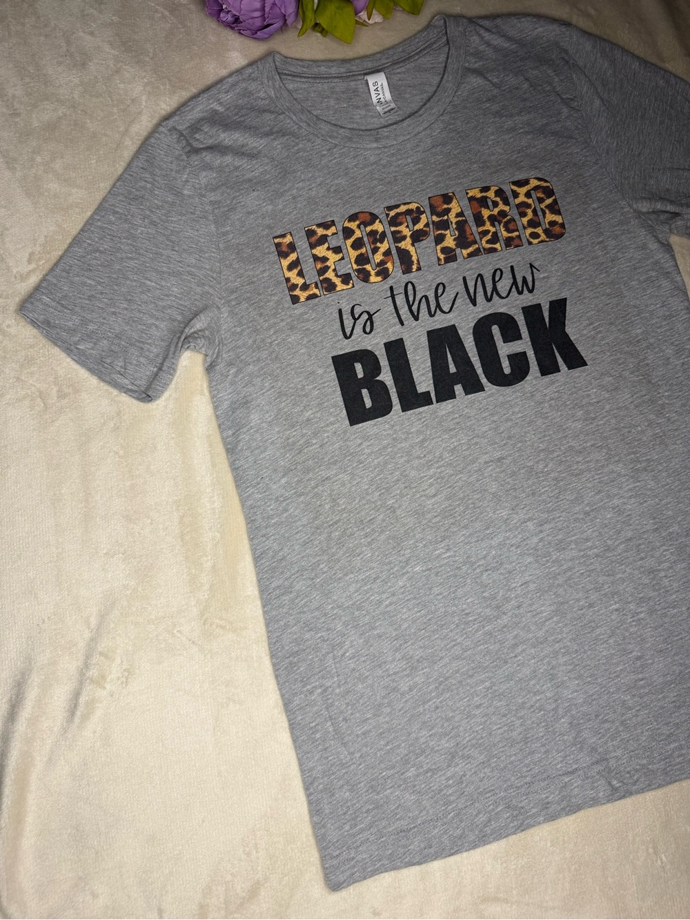 Bella Canvas Gray Leopard Print Graphic Tee - Picture 6 of 14